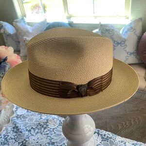 Dobbs Florentine Milan straw fedora hat  sz 58 7 1/4